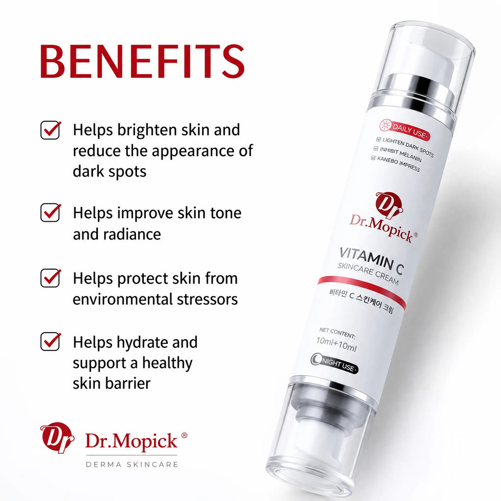 Dr.Mopick Advanced Vitamin C Brightening Complex Dual Chamber Niacinamide Serum Day Night Hydrating Face Care Moisturizer Skin Repair
